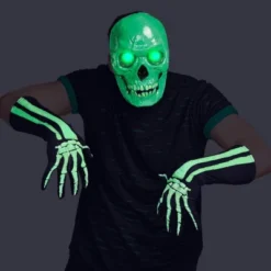 2pc Adult Light Up And Glows Under Blacklight Haunted Skeleton Costume Accessory Kit - Hyde And EEK! Boutique™