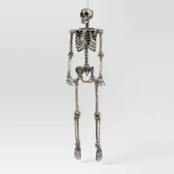 60" Poseable Skeleton Halloween Decorative Prop Shiny Champagne With Weathered Finish - Hyde And EEK! Boutique™