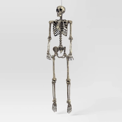 60" Poseable Skeleton Halloween Decorative Prop Shiny Champagne With Weathered Finish - Hyde And EEK! Boutiqueâ„¢