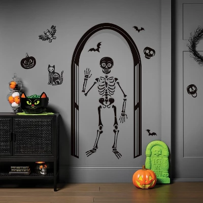 60"x30" Skeleton Unframed Window Cling Wall Art - Hyde And EEK! Boutiqueâ„¢