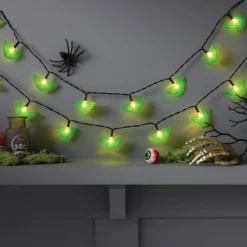 20ct LED Battery Operated Moth Halloween Indoor Outdoor Novelty String Lights Black/White/Green - Hyde And EEK! Boutique™
