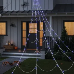 102ct 16'x10' LED Color Changing Spider Web Halloween Indoor Outdoor Miniature String Lights Purple/Orange - Hyde And EEK! Boutique™