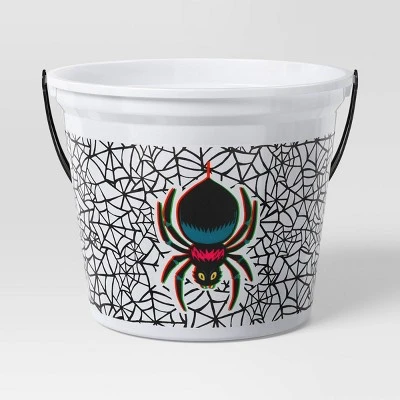8" Glow In The Dark Spider Halloween Plastic Trick Or Treat Pail White - Hyde And EEK! Boutiqueâ„¢ - Image 2