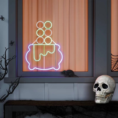 Brewing Cauldron Animated Faux Neon LED Novelty Sign With Purple And Green LEDs - Hyde And EEK! Boutiqueâ„¢