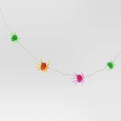 20ct Plastic Spider With Glitter Halloween Indoor Outdoor Novelty Dewdrop Light String With Warm White LEDs - Hyde And EEK! Boutiqueâ„¢ - Image 2