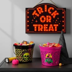 7.64" Skull Halloween Plastic Trick Or Treat Pail Black - Hyde And EEK! Boutique™