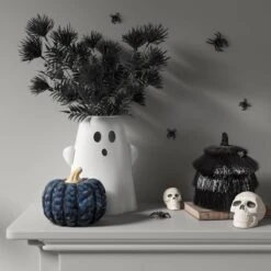 13.75" Large Metal Ghost Planter Halloween Decorative Prop White - Hyde And EEK! Boutiqueâ„¢