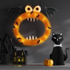 19.5" Animated Monster Wreath Halloween Decorative Prop Orange - Hyde And EEK! Boutique™