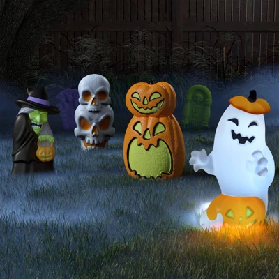 23" Light And Sound Pumpkin And Ghost Outdoor Halloween Decorative Prop - Hyde And EEK! Boutiqueâ„¢: Battery Operated