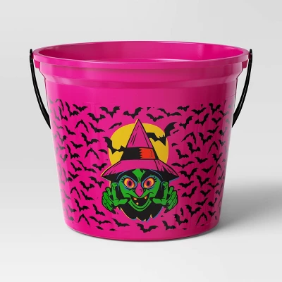 7.64" Witch Halloween Plastic Trick Or Treat Pail Dark Pink - Hyde And EEK! Boutiqueâ„¢ - Image 2