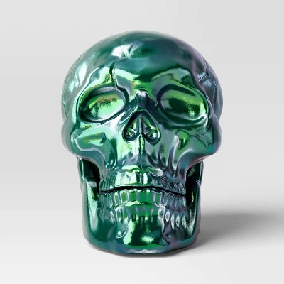 10" Large Plated Skull Halloween Decorative Prop - Hyde And EEK! Boutiqueâ„¢ - Image 3