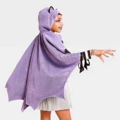 Kids' Bat Costume Cape With Hood And Ears - Hyde And EEK! Boutiqueâ„¢ Purple/Black