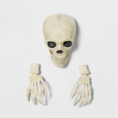 15" Glow In The Dark Skull With Hands Halloween Decorative Prop - Hyde And EEK! Boutiqueâ„¢: Antique Finish, Indoor/Outdoor Use - Image 2
