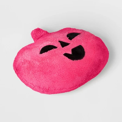 Pumpkin Shaped Faux Shearling Halloween Throw Pillow Pink - Hyde And EEK! Boutiqueâ„¢: Indoor Oval Cushion, Recycled Polyester Fill - Image 2