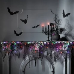 70" LED Lit Spider Webs With Gauze Halloween Novelty Silhouette Lights - Hyde And EEK! Boutique™