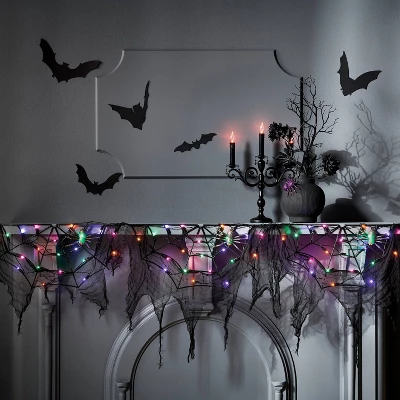 70" LED Lit Spider Webs With Gauze Halloween Novelty Silhouette Lights - Hyde And EEK! Boutiqueâ„¢