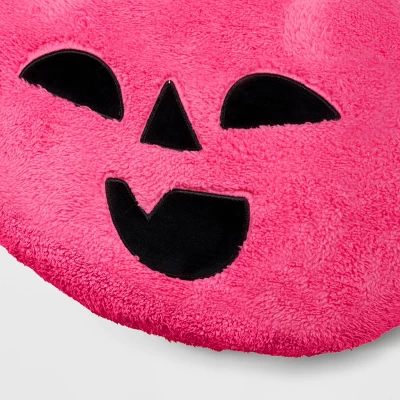 Pumpkin Shaped Faux Shearling Halloween Throw Pillow Pink - Hyde And EEK! Boutiqueâ„¢: Indoor Oval Cushion, Recycled Polyester Fill - Image 3