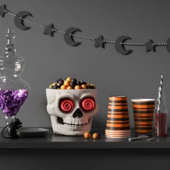 8" Light And Sound Candy Bowl Skull Halloween Decorative Prop White - Hyde And EEK! Boutique™