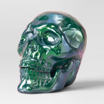 10" Large Plated Skull Halloween Decorative Prop - Hyde And EEK! Boutiqueâ„¢ - Image 2