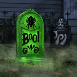 21" 'Boo!' Plastic Glow Tombstones Halloween Decorative Prop Neon Green - Hyde And EEK! Boutiqueâ„¢