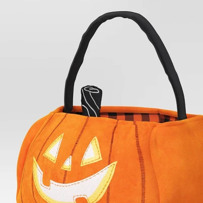 10" Jumbo Pumpkin Halloween Trick Or Treat Fabric Basket Orange/Black - Hyde And EEK! Boutiqueâ„¢ - Image 2