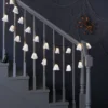 20ct Fabric Happy Ghost Halloween Indoor Outdoor Novelty String Lights With Warm White LEDs - Hyde And EEK! Boutique™