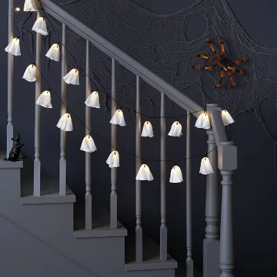 20ct Fabric Happy Ghost Halloween Indoor Outdoor Novelty String Lights With Warm White LEDs - Hyde And EEK! Boutiqueâ„¢