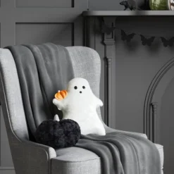 14"x12" Ghost Novelty Shaped Throw Pillow White - Hyde And EEK! Boutique™