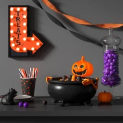 10" Light And Sound Jack Skeleton Candy Bowl Halloween Decorative Prop Black - Hyde And EEK! Boutiqueâ„¢