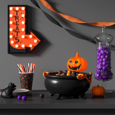 10" Light And Sound Jack Skeleton Candy Bowl Halloween Decorative Prop Black - Hyde And EEK! Boutiqueâ„¢