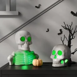 Lit Plastic Skeleton Bust Figurine - Hyde And EEK! Boutique™ Gray