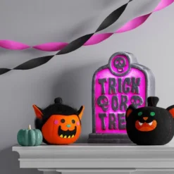 Fabric Pumpkin And Werewolf Figurine - Hyde And EEK! Boutiqueâ„¢ Orange