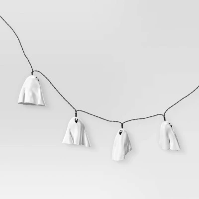 20ct Fabric Happy Ghost Halloween Indoor Outdoor Novelty String Lights With Warm White LEDs - Hyde And EEK! Boutiqueâ„¢ - Image 2