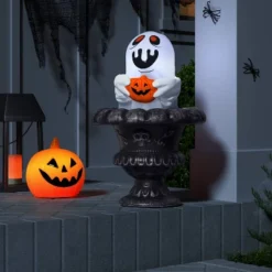 12" Rising Porch Pot Ghost Halloween Decorative Prop Black - Hyde And EEK! Boutiqueâ„¢