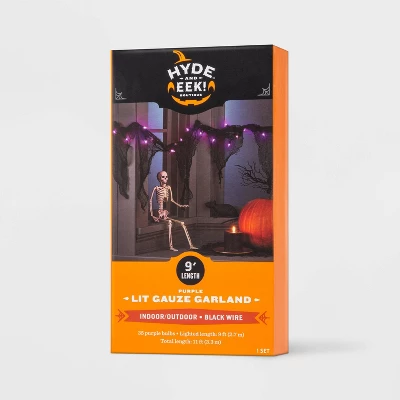 9' Incandescent Gauze Garland Halloween Purple String Lights - Hyde And EEK! Boutiqueâ„¢