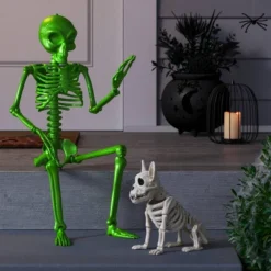 36" Poseable Alien Skeleton Halloween Decorative Prop Ghoulish Glow Green - Hyde And EEK! Boutiqueâ„¢