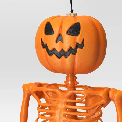 36" Poseable Pumpkin Head Skeleton Halloween Decorative Prop Orange - Hyde And EEK! Boutiqueâ„¢ - Image 2