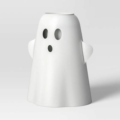 13.75" Large Metal Ghost Planter Halloween Decorative Prop White - Hyde And EEK! Boutiqueâ„¢ - Image 2