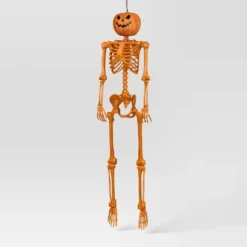 60" Poseable Lifesize Pumpkin Skeleton Halloween Decorative Prop Orange - Hyde And EEK! Boutiqueâ„¢