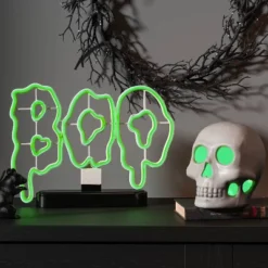 9.25" Lit Neon Slimey Boo Halloween Decorative Prop Neon Green - Hyde And EEK! Boutique™