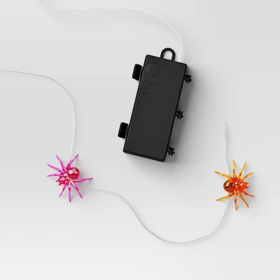 20ct Plastic Spider With Glitter Halloween Indoor Outdoor Novelty Dewdrop Light String With Warm White LEDs - Hyde And EEK! Boutiqueâ„¢ - Image 3