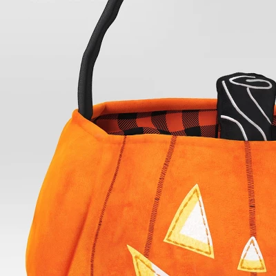 10" Jumbo Pumpkin Halloween Trick Or Treat Fabric Basket Orange/Black - Hyde And EEK! Boutiqueâ„¢ - Image 3