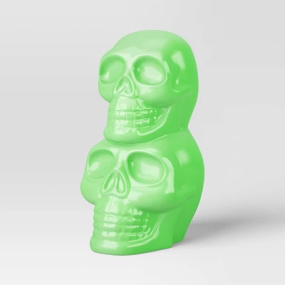 Plastic Blacklight Glow Stacked Skulls Figurine - Hyde And EEK! Boutiqueâ„¢ Neon Green - Image 2